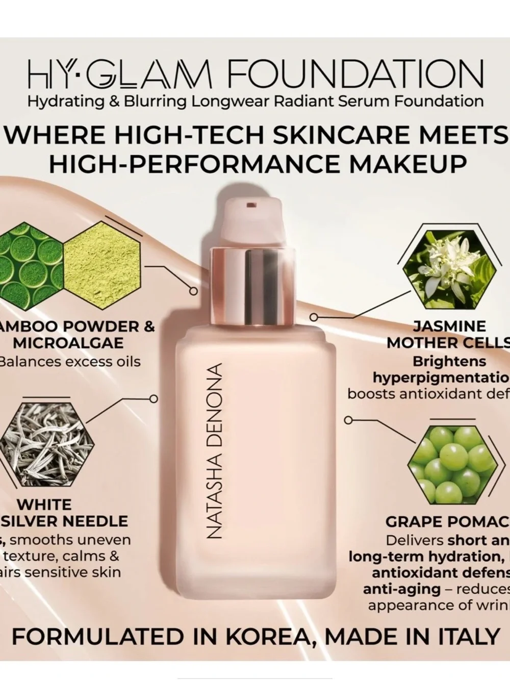Natasha Denona HY-GLAM FOUNDATION in R2 Fair Light Rosy 30ml